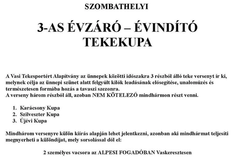 3-as évzáró- évindító kupa a VAOSZ Tekepályán